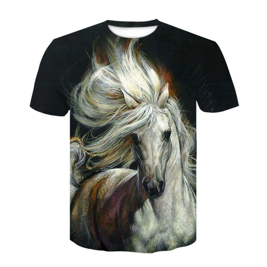 Playera Hombre Cuello Redondo Estampado Digital 3D Caballo - Manga Corta Tendencia Juvenil - Image 3