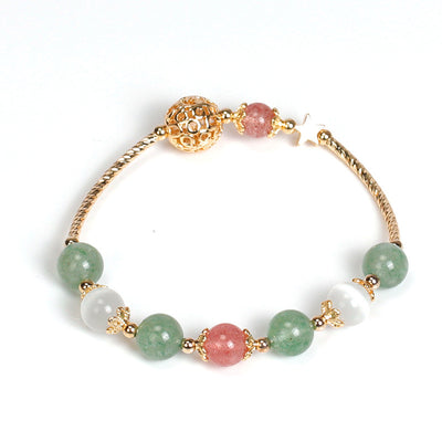 Pulsera de Ópalo de Cristal con Fresas Rojo y Verde