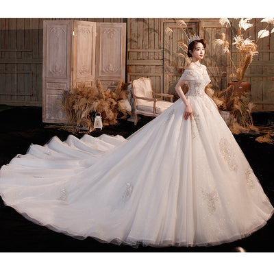 Vestido de Novia Asimétrico Elegante con Cola Larga - Diseño Encantador de Ensueño - Image 2
