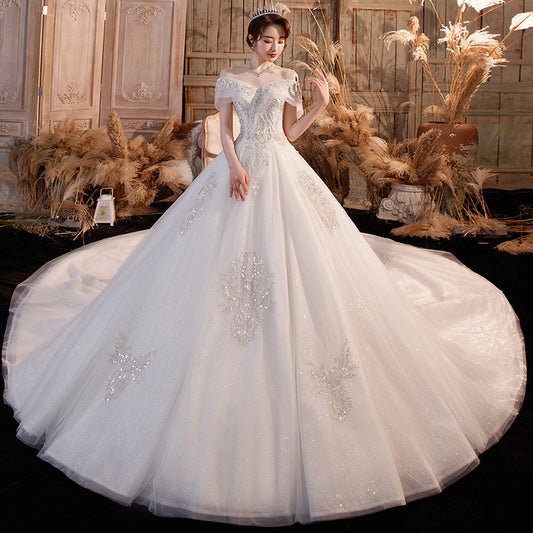 Vestido de Novia Asimétrico Elegante con Cola Larga - Diseño Encantador de Ensueño