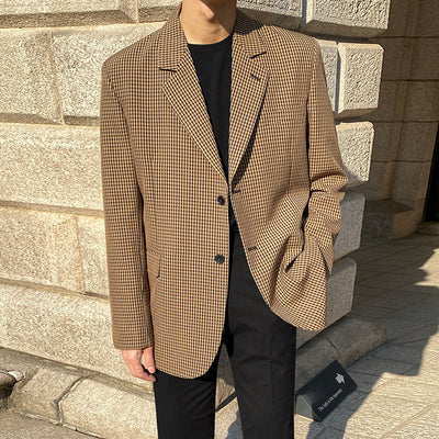 Blazer Casual a Cuadros de Estilo Coreano para Hombre - Image 6