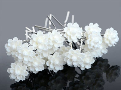 Pasador de Cabello Nupcial con Horquilla en U, Diamantes y Flores - Image 9