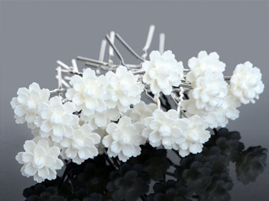 Pasador de Cabello Nupcial con Horquilla en U, Diamantes y Flores - Image 9
