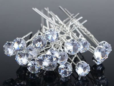 Pasador de Cabello Nupcial con Horquilla en U, Diamantes y Flores - Image 13