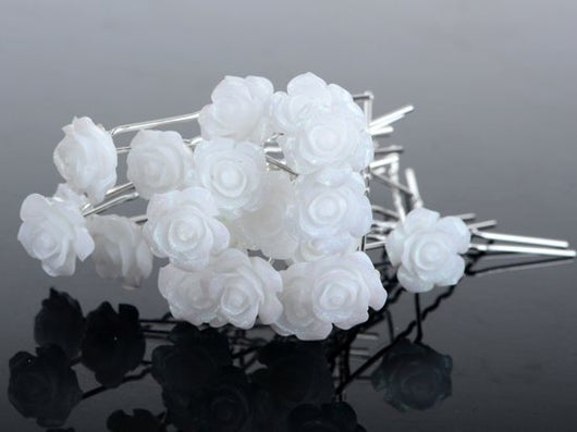 Pasador de Cabello Nupcial con Horquilla en U, Diamantes y Flores - Image 12