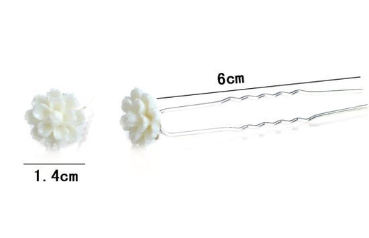 Pasador de Cabello Nupcial con Horquilla en U, Diamantes y Flores - Image 10