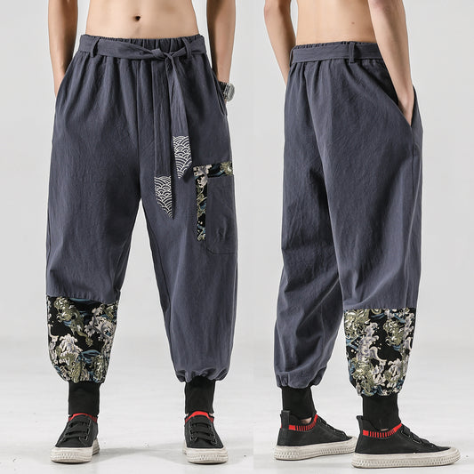 Pantalones Holgados de Lino Estilo Chino Tang - Cómodos y Elegantes para Hombre