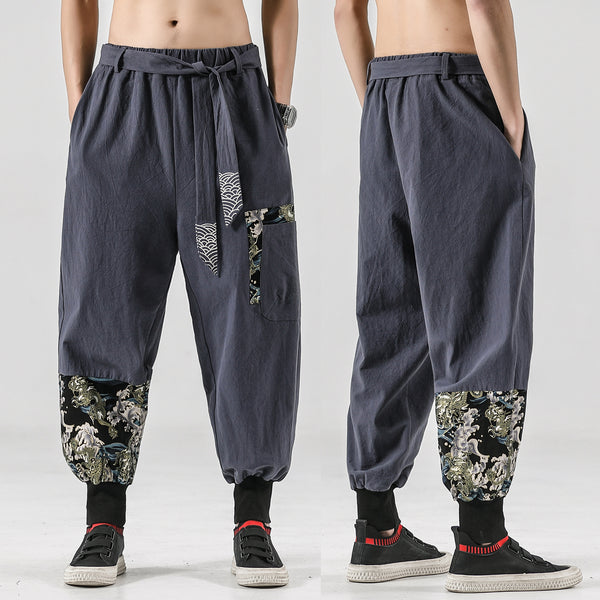 Pantalones Holgados de Lino Estilo Chino Tang - Cómodos y Elegantes para Hombre