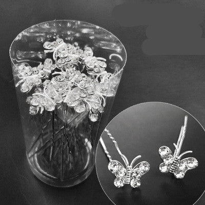 Pasador de Cabello Nupcial con Horquilla en U, Diamantes y Flores - Image 8