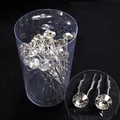 Pasador de Cabello Nupcial con Horquilla en U, Diamantes y Flores