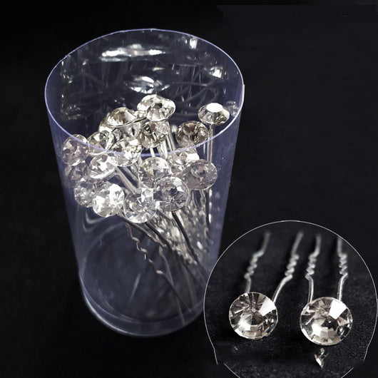 Pasador de Cabello Nupcial con Horquilla en U, Diamantes y Flores