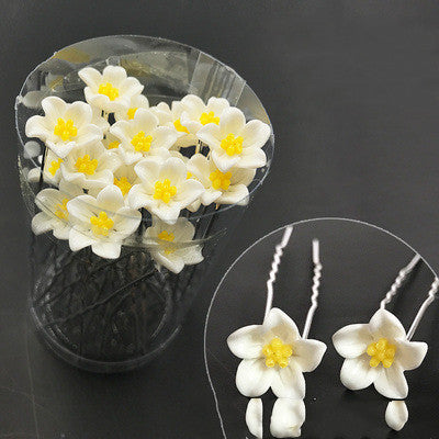 Pasador de Cabello Nupcial con Horquilla en U, Diamantes y Flores - Image 6