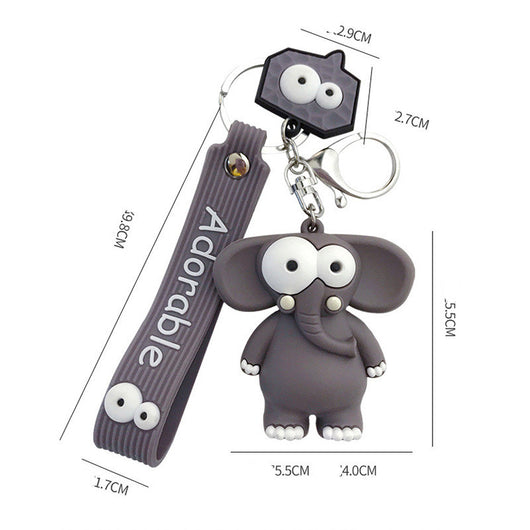 Llavero Adorable Elefante y Vaca de Ojos Grandes - Colgante Kawaii de Resina Epoxi - Image 2