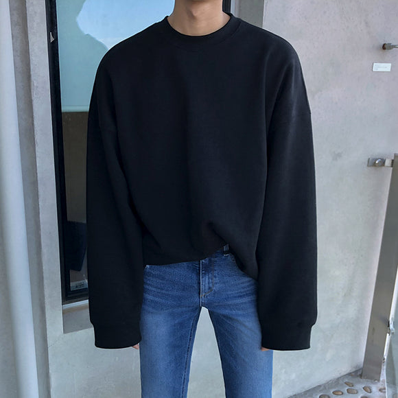 Suéter Holgado Coreano de Algodón para Hombre y Mujer - Cuello Redondo Manga Larga