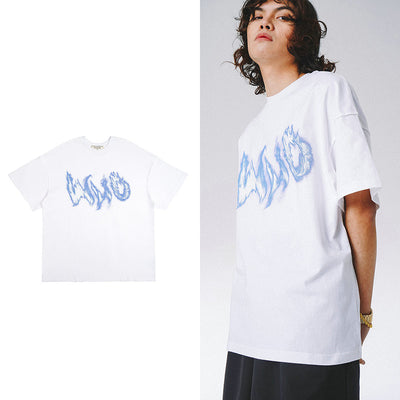 Camiseta Estampado Llamas de Fuego Manga Corta