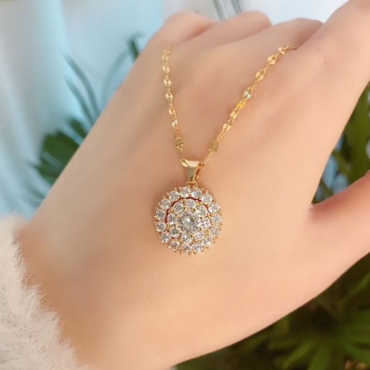 Collar Corto de Diamante con Cadena de Malla - Estilo Celebridad