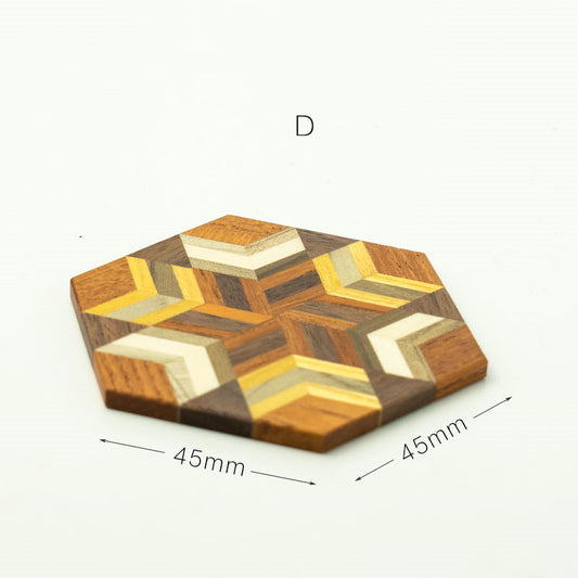 Posavasos Hexagonales de Madera Maciza Estilo Retro - Image 2