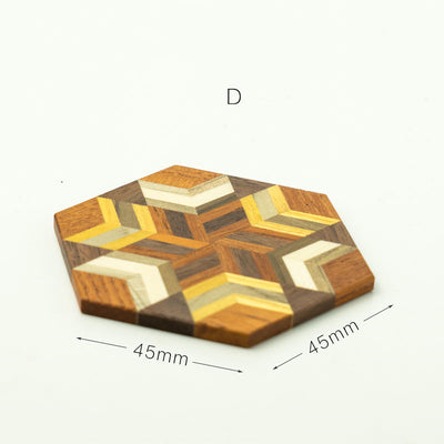Posavasos Hexagonales de Madera Maciza Estilo Retro - Image 2