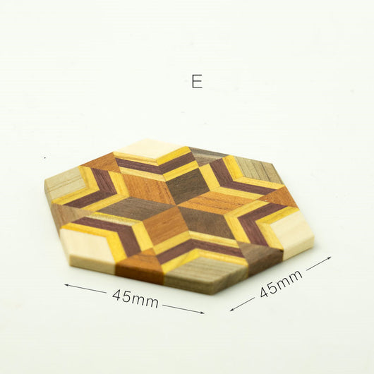 Posavasos Hexagonales de Madera Maciza Estilo Retro - Image 3