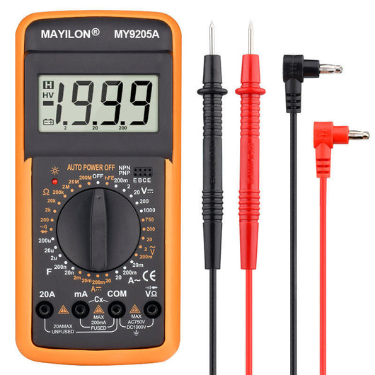 Multímetro Digital de Alta Precisión 9205 - Profesional Anti-Quemaduras con Batería 9V
