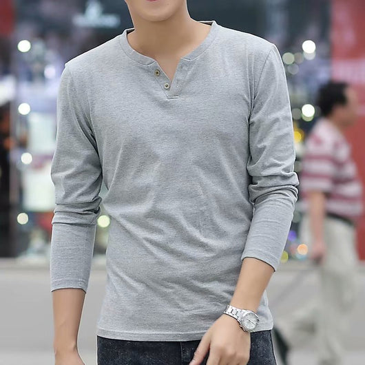 Camiseta Larga Escote V Estilo Coreano con Botones - Image 12