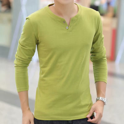 Camiseta Larga Escote V Estilo Coreano con Botones - Image 10
