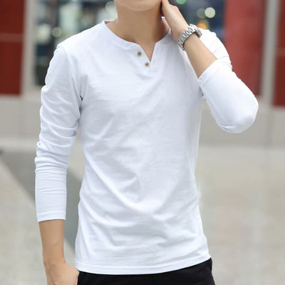 Camiseta Larga Escote V Estilo Coreano con Botones - Image 11