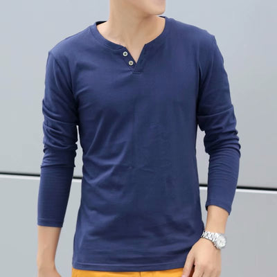 Camiseta Larga Escote V Estilo Coreano con Botones - Image 6