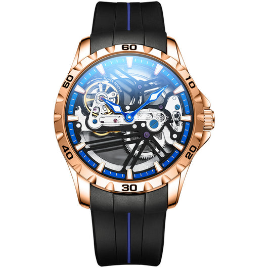 Reloj Mecánico Automático Hueco para Hombre con Banda de Silicona - Image 23