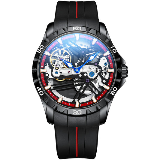 Reloj Mecánico Automático Hueco para Hombre con Banda de Silicona