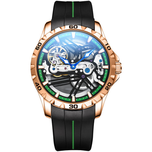 Reloj Mecánico Automático Hueco para Hombre con Banda de Silicona - Image 9