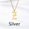 Ancient English Alphabet Initials Necklace Stainless Steel Necklace Z Plateado
