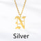 Ancient English Alphabet Initials Necklace Stainless Steel Necklace N Plateado