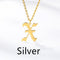 Ancient English Alphabet Initials Necklace Stainless Steel Necklace X Plateado