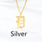 Ancient English Alphabet Initials Necklace Stainless Steel Necklace D Plateado