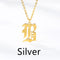 Ancient English Alphabet Initials Necklace Stainless Steel Necklace B Plateado