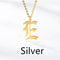 Ancient English Alphabet Initials Necklace Stainless Steel Necklace E Plateado