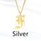 Ancient English Alphabet Initials Necklace Stainless Steel Necklace F Plateado