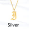 Ancient English Alphabet Initials Necklace Stainless Steel Necklace I Plateado