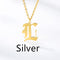 Ancient English Alphabet Initials Necklace Stainless Steel Necklace L Plateado