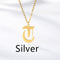 Ancient English Alphabet Initials Necklace Stainless Steel Necklace T Plateado