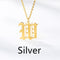 Ancient English Alphabet Initials Necklace Stainless Steel Necklace W Plateado