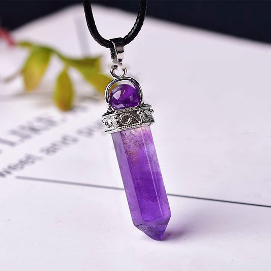 Colgante de Amatista Natural - Joya Mineral Reiki Punto Bruto Unisex