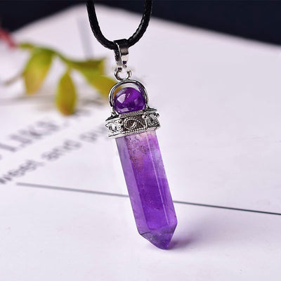 Colgante de Amatista Natural - Joya Mineral Reiki Punto Bruto Unisex