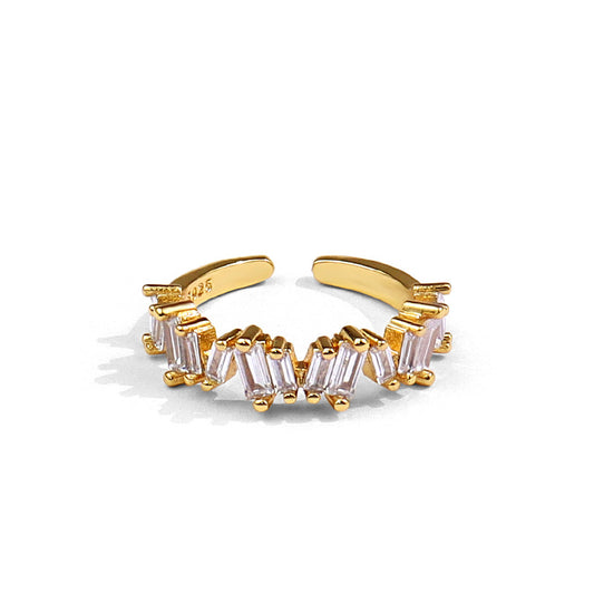 Anillo de Zirconia Translúcido Bosque Encantado - Diseño Irregular Clásico para Mujer