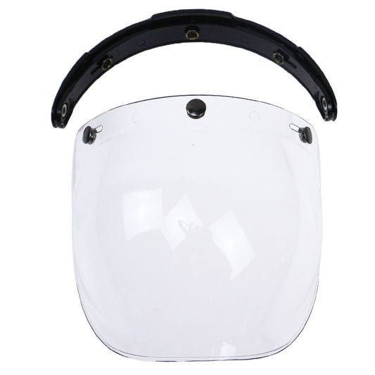 Casco de Moto con Visera Burbuja Retro - Lente Abatible de Tres Posiciones