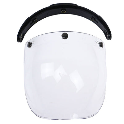 Casco de Moto con Visera Burbuja Retro - Lente Abatible de Tres Posiciones