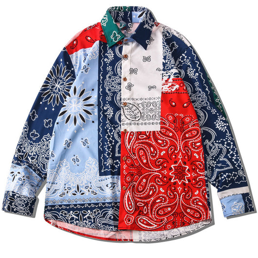 Camisa Manga Larga Estampado Floral Primavera para Hombre
