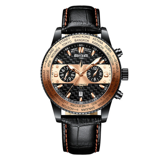 Reloj Mecánico de Cuero Premium Resistente al Agua - Personalizable para Hombre