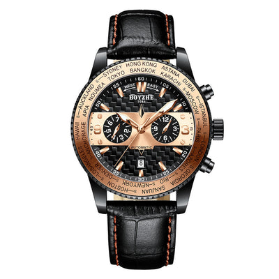 Reloj Mecánico de Cuero Premium Resistente al Agua - Personalizable para Hombre